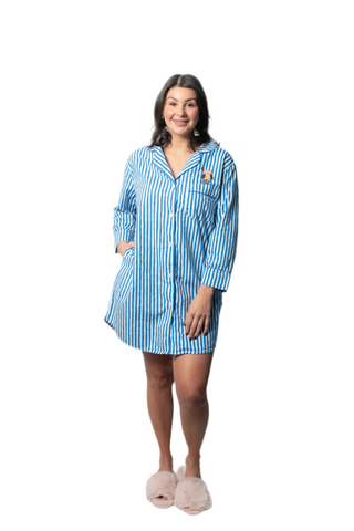 Blue Striped Cotton Nightshirt