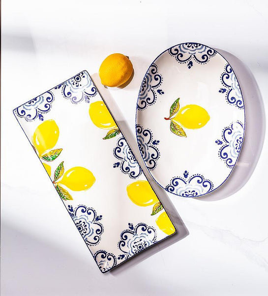 Lemon & Navy Rectangle Platter