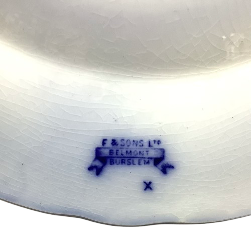 Vintage Flow Blue Rimmed Soup Bowls s/10
