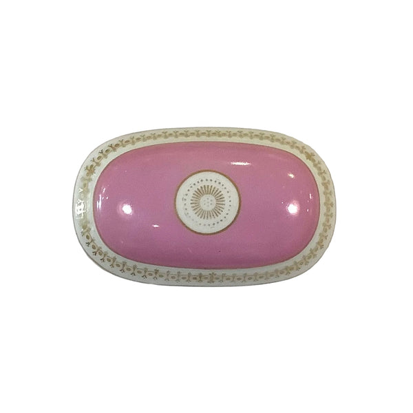 Vintage Porcelain Pink, White & Gold Lidded Trinket Box (As Found)