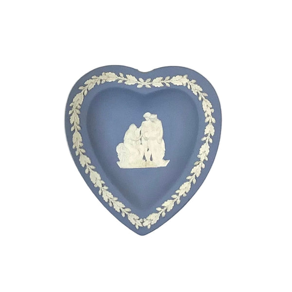 Vintage Wedgewood Blue Jasperware Heart-Shaped Trinket Dish II