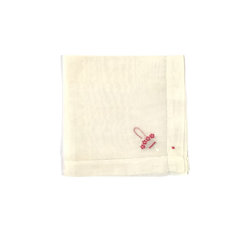 Vintage Hankie With Embroidered Basket