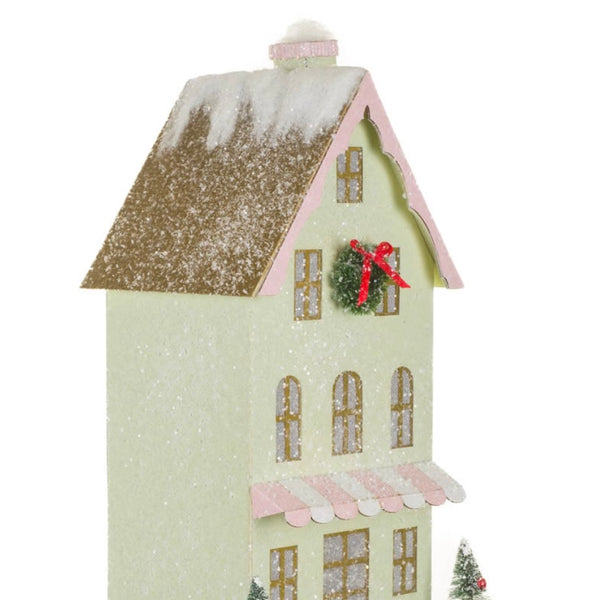 Pastel Green Card Illuminated House