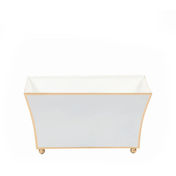 Gracie Fluted Rectangle Cachepot in White