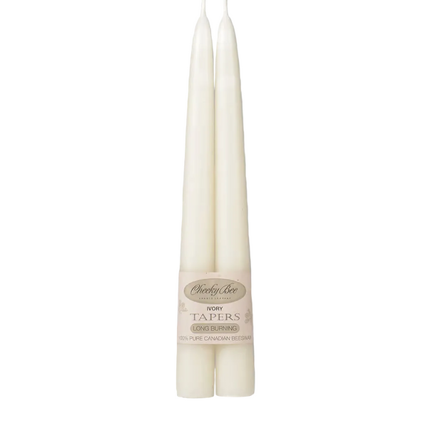 Ivory Beeswax Taper Candles s/2