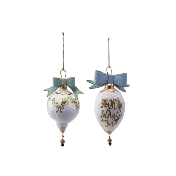 Oversized Hand-Painted Paper Mache Ornaments