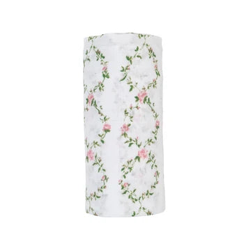 Cotton Muslin Swaddle Blanket - Rose Trellis
