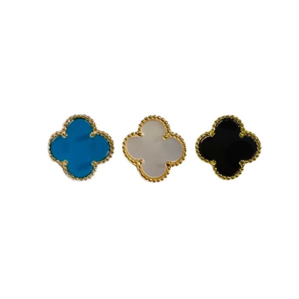 Clover Earrings - Black/Gold