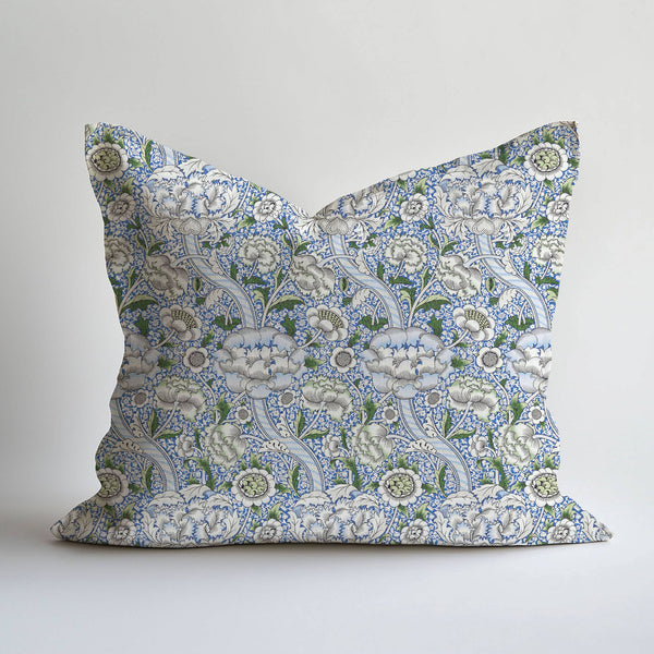 William Morris Wandle Blue Linen Pillow 22" x 22"