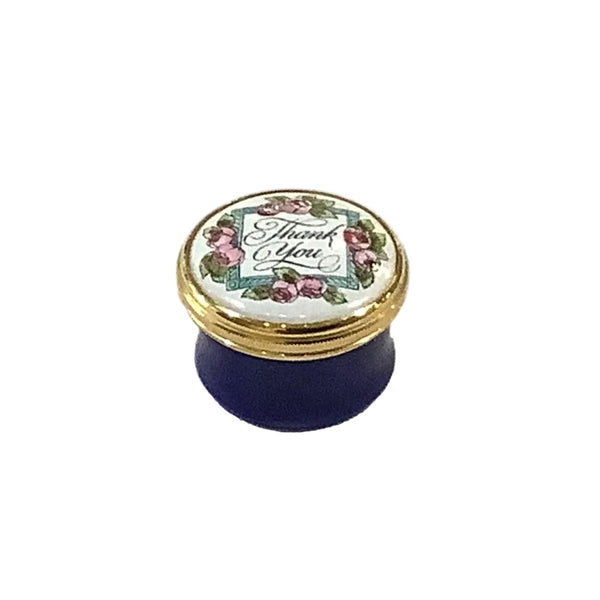 Vintage Halcyon Days Enamel "Thank You" Trinket Box