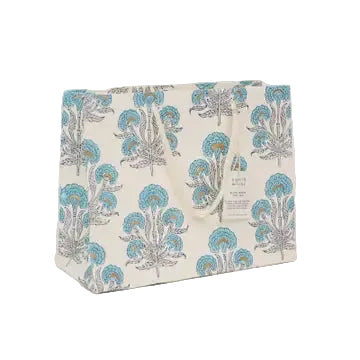 Hand Block Printed Gift Bag - Aurora Blue Opal