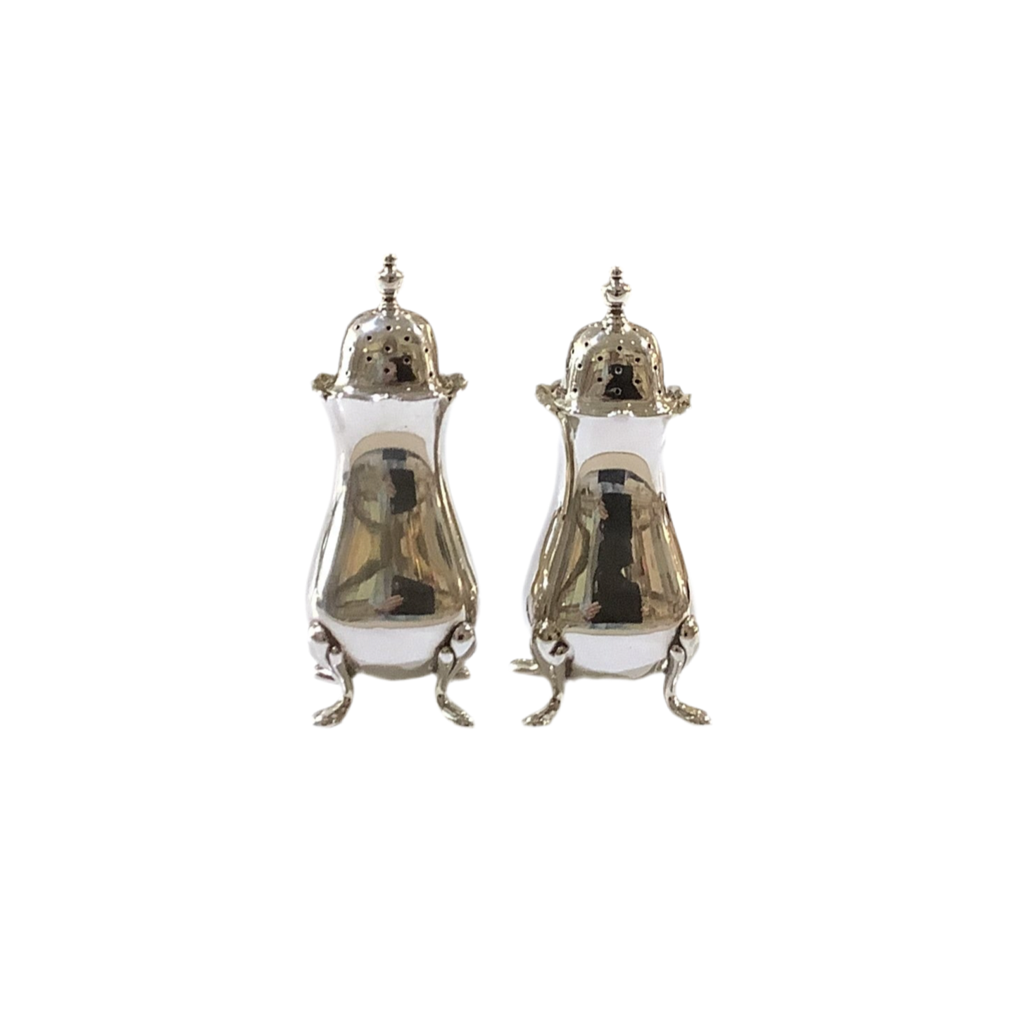 Vintage Silver-Plated Footed Salt & Pepper Pair