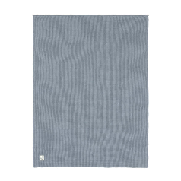 Waffle Knitted Baby Blanket - Blue