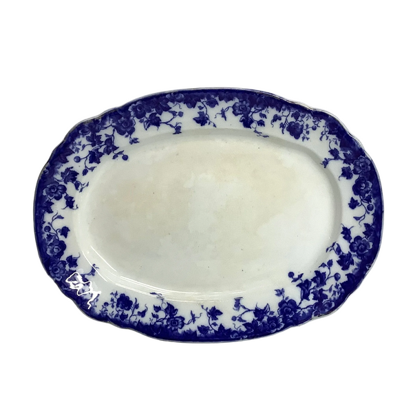 Vintage Blue & White Large Oval Platter