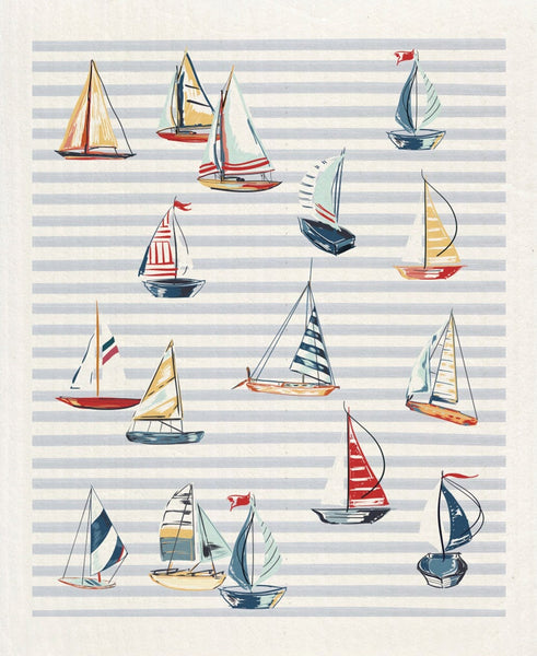 Sailboat Stripes Sponge Cloth