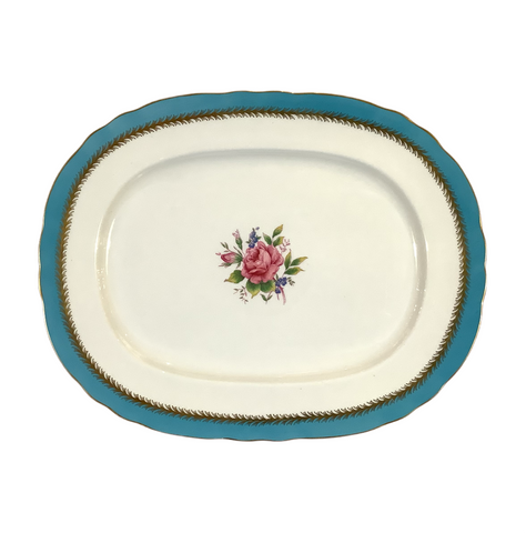 Vintage “Minerva Rose” Turquoise Aynsley Oval Platter