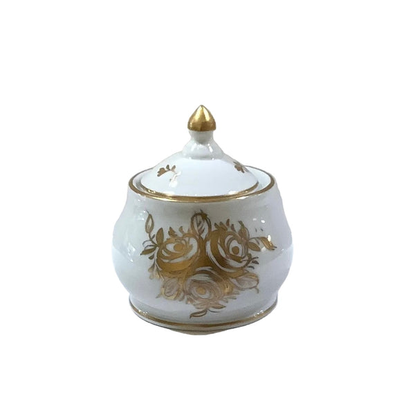 Vintage Birks French White & Gold Sugar Bowl