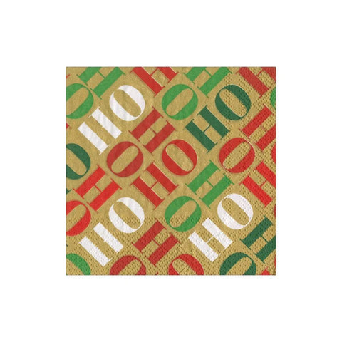 Cocktail Napkins - Ho Ho Ho Gold