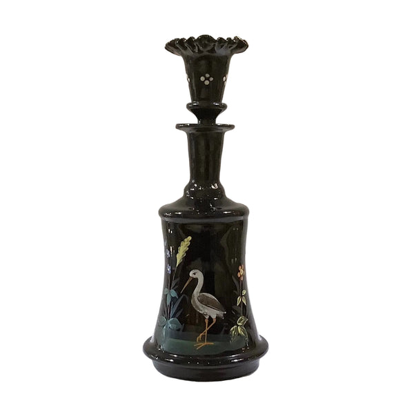 Vintage Black Glass Barber Bottle/Decanter