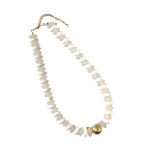 Beaded Disc Necklace - White