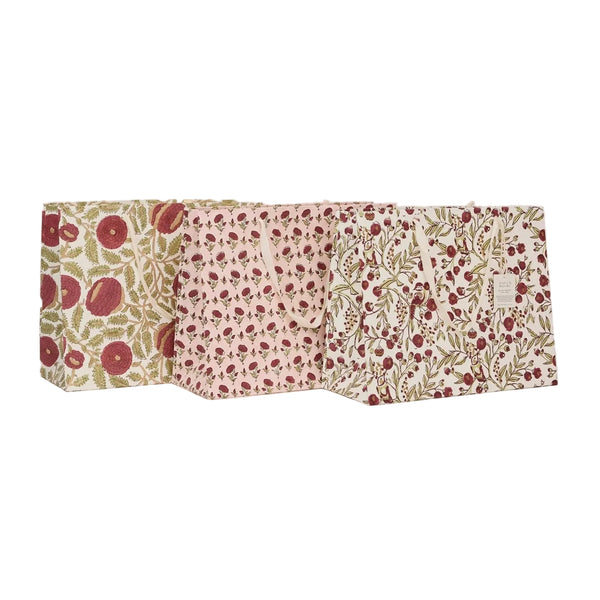 Hand Block Printed Large Gift Bag - Scarlet Refresh