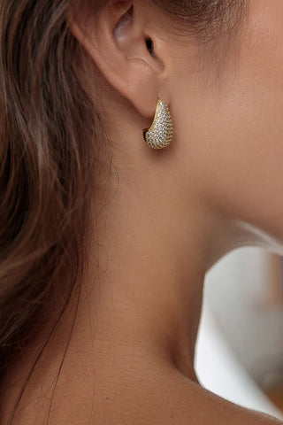 Mini Drop Pave Hoop - Gold