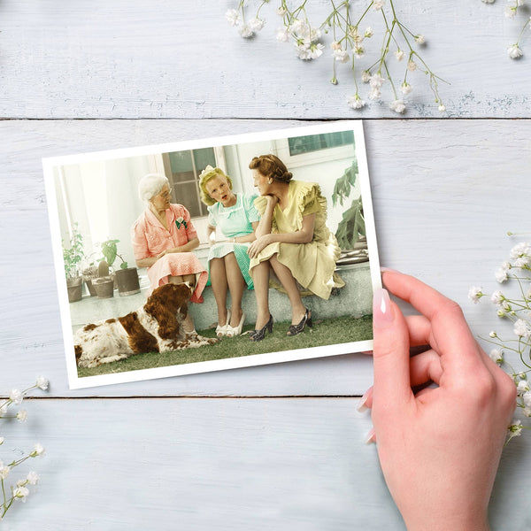 Three Women Sitting Friendship Greeting Card
