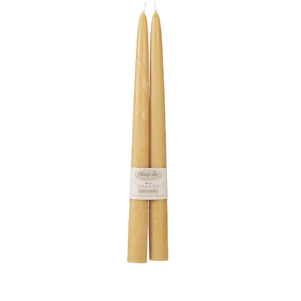 Gold Beeswax Taper Candles s/2