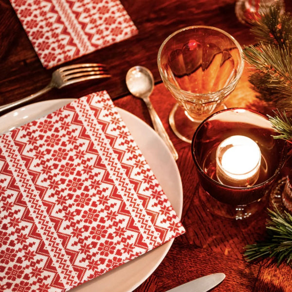Dinner Napkins - Françoise Paviot - Jacquard Rouge