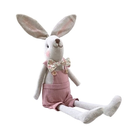 Rabbit Sitting Boy - Cream/Pink