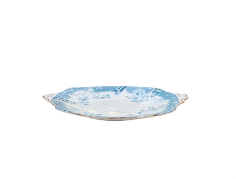 Vintage Genoa Blue Floral & Gold Plate