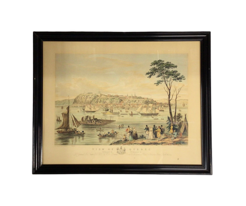 Vintage "View of Quebec" Canadiana Lithograph Print
