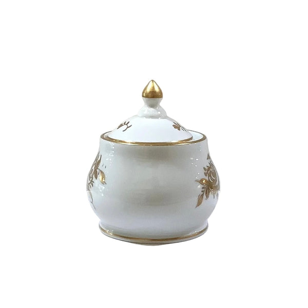 Vintage Birks French White & Gold Sugar Bowl