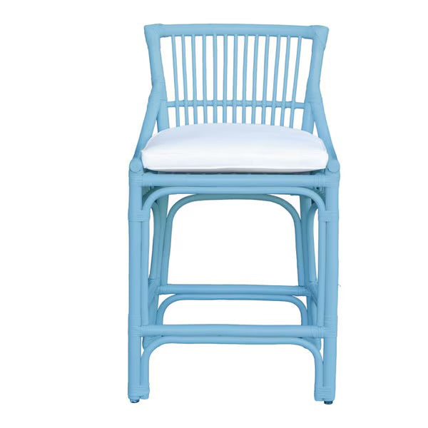 Hampton Blue Rattan Counter Stool