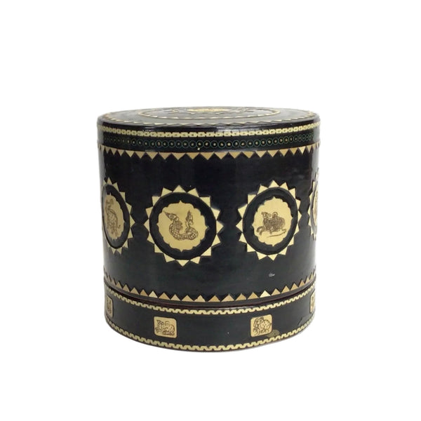 Vintage Burmese Lacquerware Nesting Trinket/Tiffin Boxes S/2