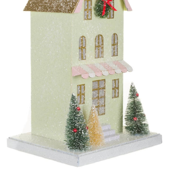 Pastel Green Card Illuminated House