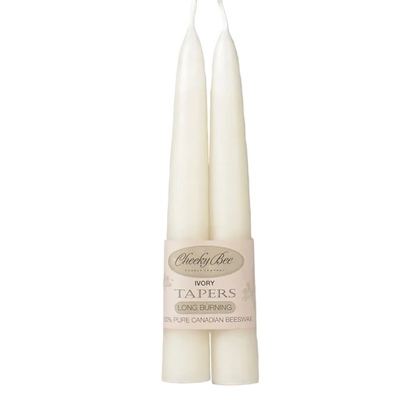 Ivory Beeswax Taper Candles s/2