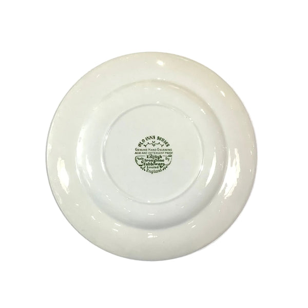 Vintage “Old Inns Series” Green Transferware Ironstone Dinner Plate