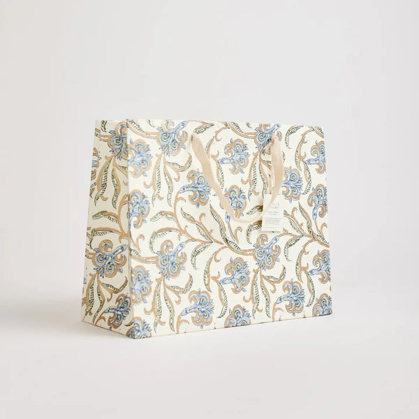 Hand Block Printed Gift Bags - Iris Glitz Blue Stone
