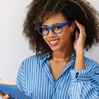 Bee - Blue/Floral Readers by Peepers