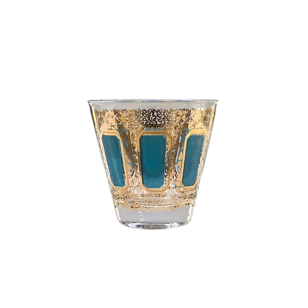 Vintage Gold & Emerald Glasses - Set of 6