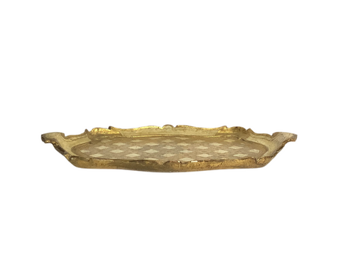 Vintage Oval Gold & Blue Florentine  Tray