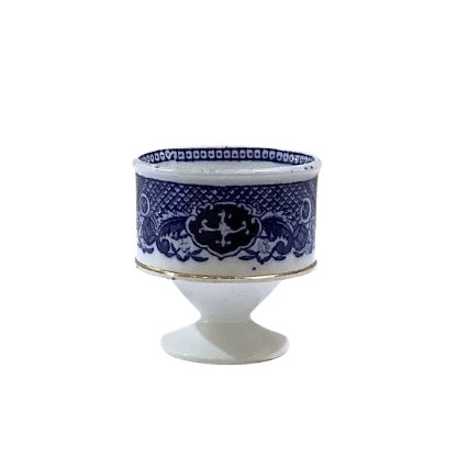 Vintage Porcelain Pedestal Blue & White Egg Cup