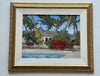 Original Signed Oil Painting of a House with Pool + Palm Trees by William Ternes