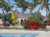 Original Signed Oil Painting of a House with Pool + Palm Trees by William Ternes