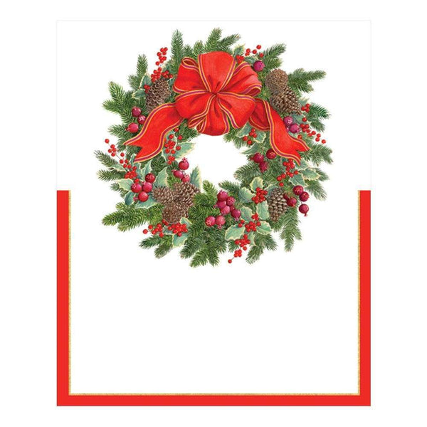 Evergreen Wreath Die-Cut Place Cards - 8 Per Package