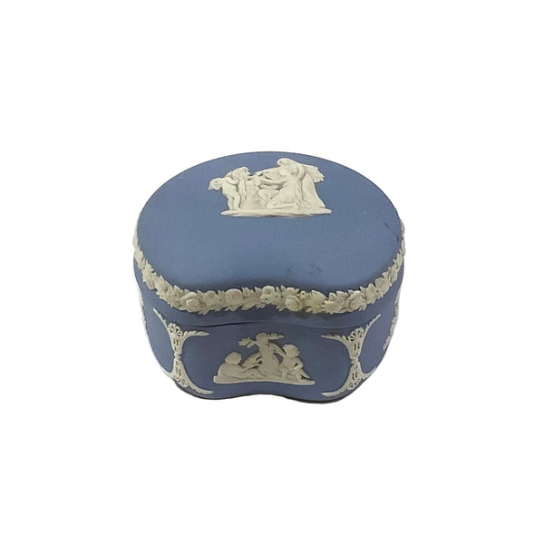 Vintage Wedgewood Blue Jasperware Lidded Trinket Box