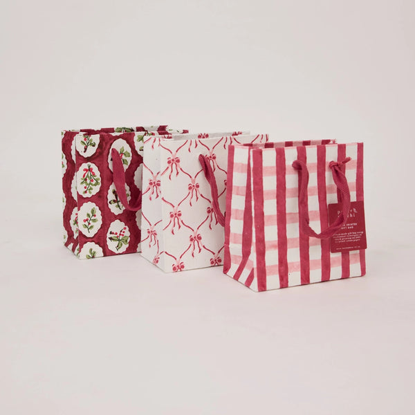 Hand Block Printed Small Gift Bag - Christmas Pudding