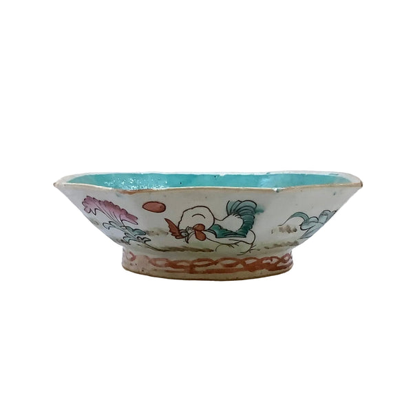 Vintage Chinese Hand-Painted Octagonal Footed Bowl III
