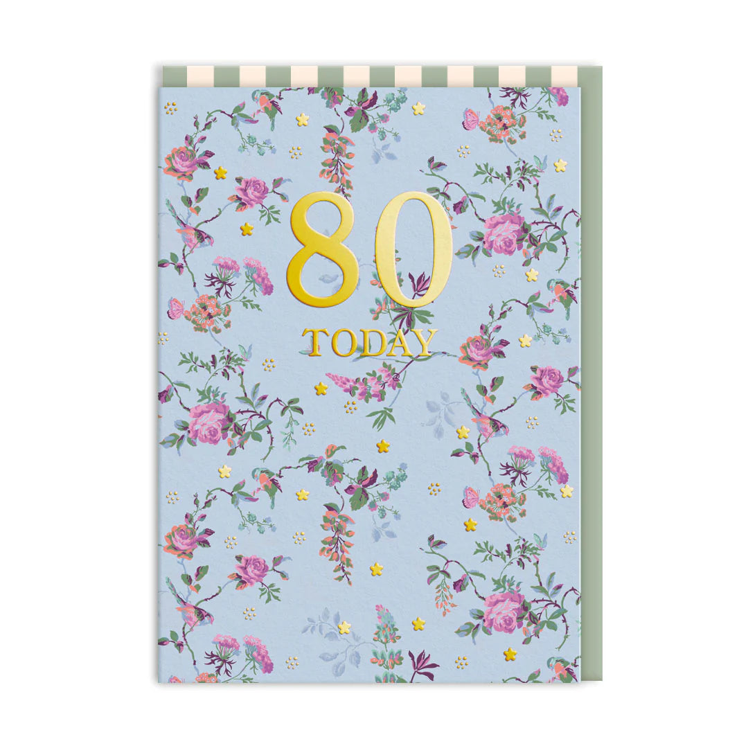 80 Today Birds and Roses Birthday Card